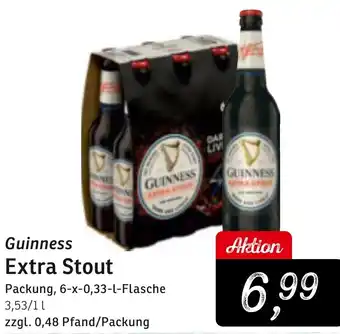 KONSUM Guinness Extra Stout Packung, 6-x-0,33-l-Flasche Angebot