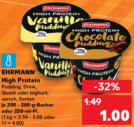 EHRMANN High Protein 200300gBecher oder 250mlFI. Angebot bei Kaufland