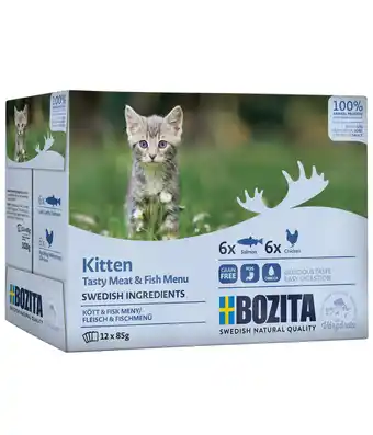 Dehner Bozita nassfutter für katzen multibox fisch & fleisch häppchen in soße, kitten, 12 x 85 g Angebot