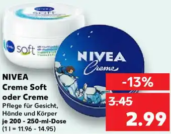 Kaufland NIVEA Creme Soft oder Creme 200-250-ml-Dose Angebot