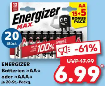 Kaufland ENERGIZER Batterien >> AA<< oder »AAA<< 20-St.-Packg. Angebot