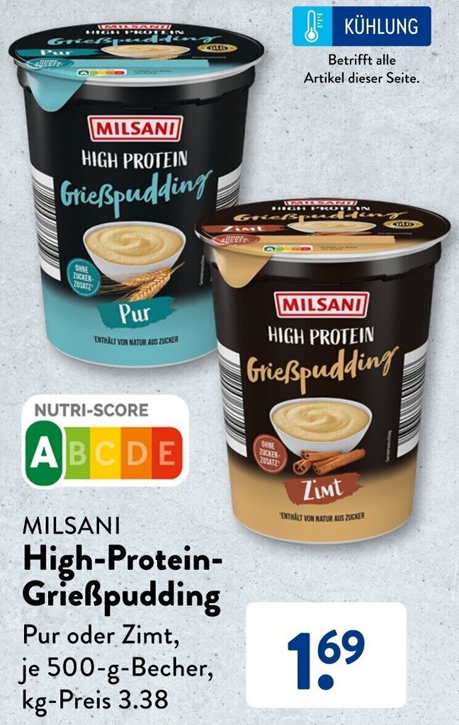 MILSANI HighProteinGrießpudding 500 g Becher Angebot bei Aldi Süd