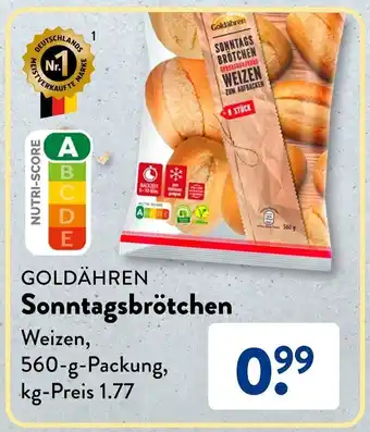 Aldi Süd GOLDÄHREN Sonntagsbrötchen 560-g-Packung Angebot