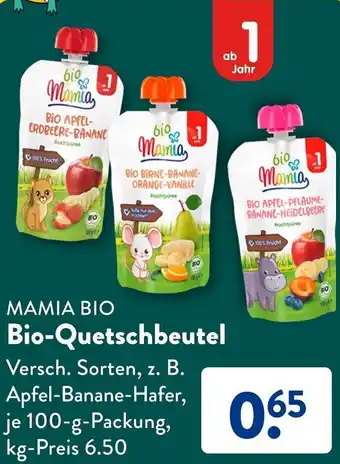 Aldi Süd MAMIA BIO Bio-Quetschbeutel 100-g-Packung Angebot