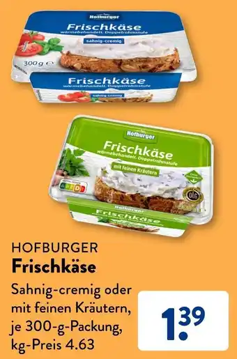 Aldi Süd HOFBURGER Frischkäse 300-g-Packung Angebot