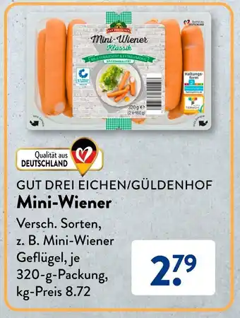 Aldi Süd GUT DREI EICHEN/GÜLDENHOF Mini-Wiener 320 g Packung Angebot