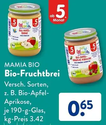 Aldi Süd MAMIA BIO Bio-Fruchtbrei 190 g Glas Angebot