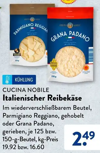 Aldi Süd CUCINA NOBILE Italienischer Reibekäse 125-150 g Beutel Angebot