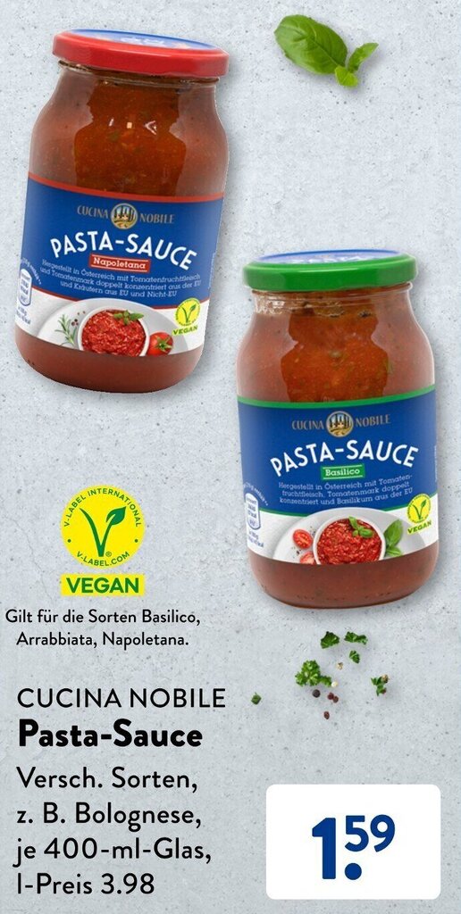 CUCINA NOBILE PastaSauce 400 ml Glas Angebot bei Aldi Süd