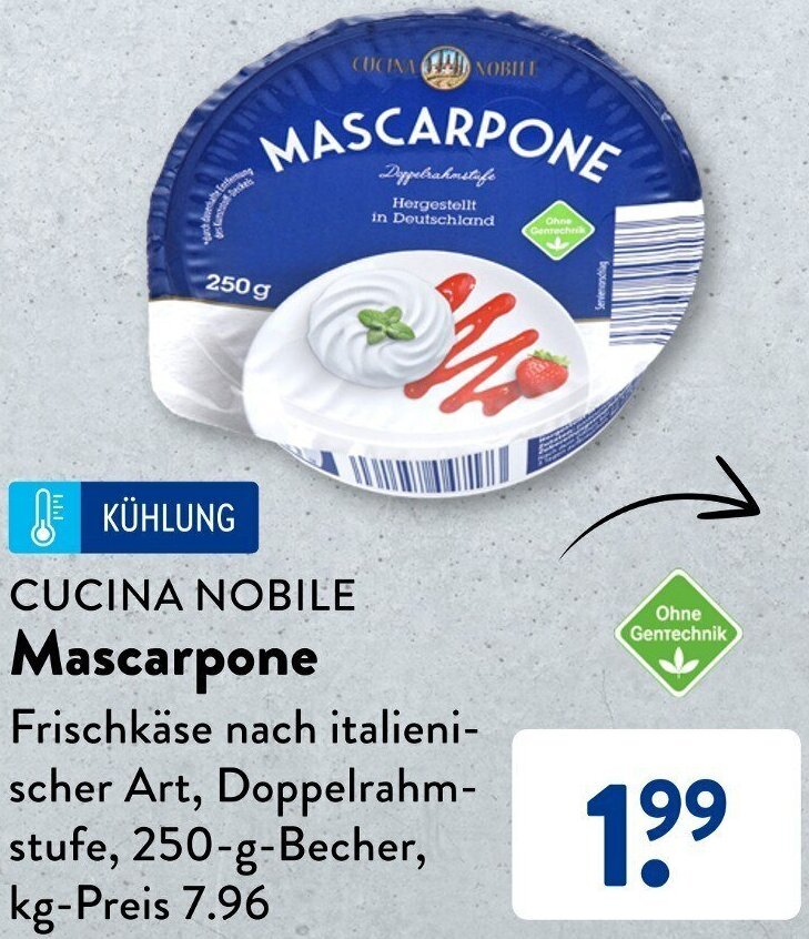 CUCINA NOBILE Mascarpone 250 g Becher Angebot bei Aldi Süd