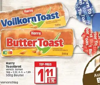 Edeka Harry Toastbrot 500 g Beutel Angebot