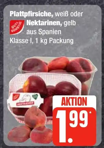 Edeka Frischemarkt Plattpfirsiche, weiß oder Nektarinen, gelb 1kg Angebot