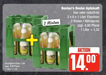 Edeka Frischemarkt Becker's Bester Apfelsaft 2*6*1L Angebot