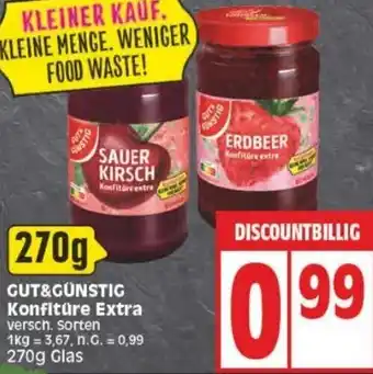 Edeka GUT&GÜNSTIG Konfitüre Extra 270g Glas Angebot