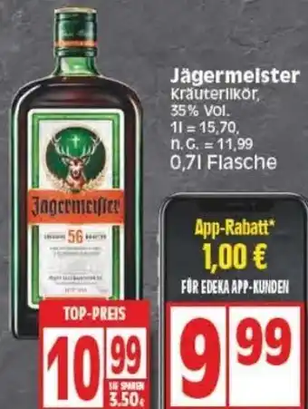 Edeka Jägermeister Kräuterlikör 0,7 L Flasche Angebot