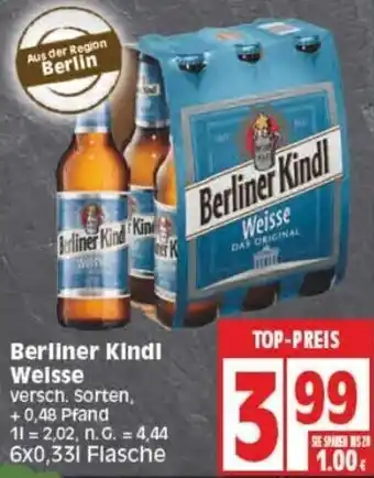 Edeka Berliner Kindl Weisse 6x0,33 L Flasche Angebot