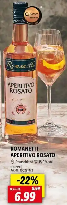 Lidl ROMANETTI APERITIVO ROSATO 0,7 L-Fl. Angebot