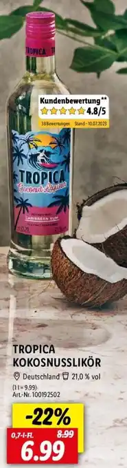 Lidl TROPICA KOKOSNUSSLIKÖR 0,7 L-Fl. Angebot