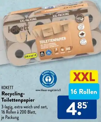 Aldi Süd KOKETT Recycling-Toilettenpapier 16 Rollen Angebot