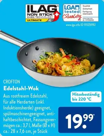 Aldi Süd CROFTON Edelstahl-Wok Angebot