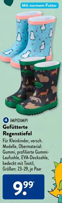 Aldi Süd IMPIDIMPI Gefütterte Regenstiefel Angebot