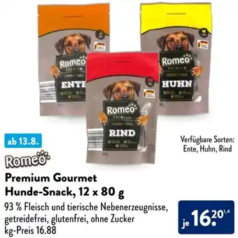 Aldi Süd Romeo Premium Gourmet Hunde-Snack, 12 x 80 g Angebot