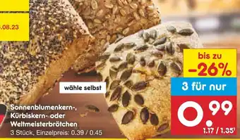 Netto Marken-Discount Sonnenblumenkern-, Kürbiskern- oder Weltmeisterbrötchen Angebot