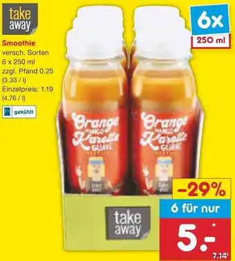 Netto Marken-Discount take away Smoothie 6x250 ml Angebot