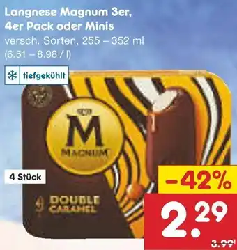 Netto Marken-Discount Langnese Magnum 3er, 4er Pack oder Minis 255-352 ml Angebot