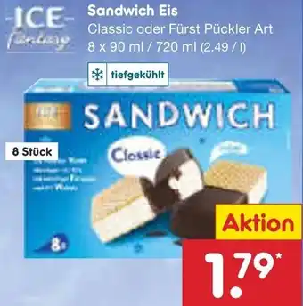 Netto Marken-Discount ICE Fantasy Sandwich Eis 8x90 ml/720 ml Angebot