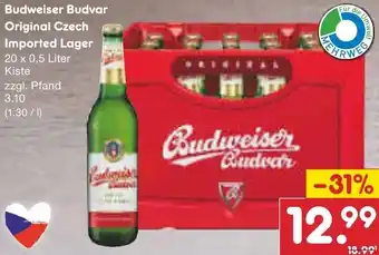 Netto Marken-Discount Budweiser Budvar Original Czech Imported Lager 20 x 0,5 Liter Kiste Angebot