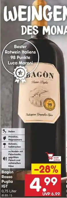 Netto Marken-Discount Bagon Rosso Puglia IGT 0,75 Liter Angebot