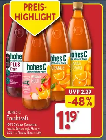 Aldi Nord HOHES C Fruchtsaft 1 L Flasche Angebot