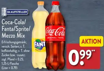 Aldi Nord Coca-Cola/ Fanta/Sprite/ Mezzo Mix 1,25 L Flasche Angebot