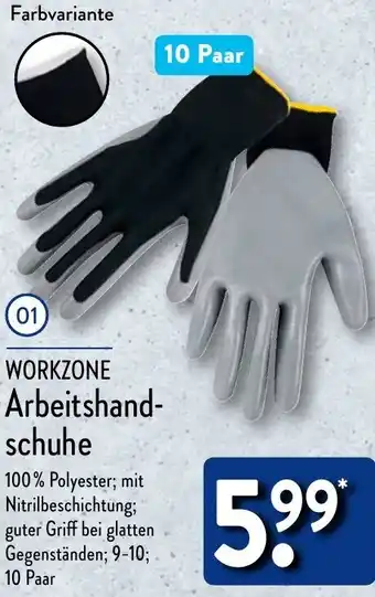 Aldi Nord WORKZONE Arbeitshandschuhe Angebot