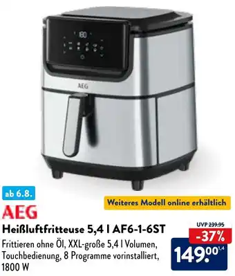 Aldi Nord AEG Heißluftfritteuse 5,4 I AF6-1-6ST Angebot