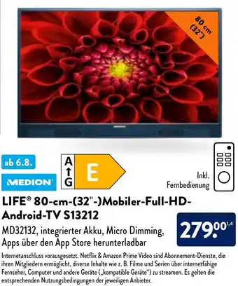 Aldi Nord MEDION LIFE® 80-cm-(32"-)Mobiler-Full-HD-Android-TV S13212 Angebot