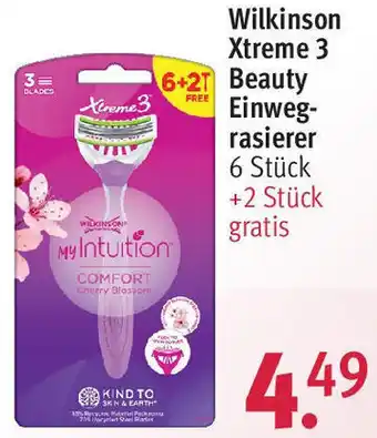 Rossmann Wilkinson Xtreme 3 Beauty Einwegrasierer 6 Stück +2 Stück gratis Angebot