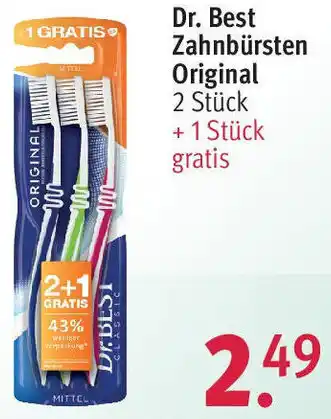 Rossmann Dr. Best Zahnbürsten Original 2 Stück + 1 Stück gratis Angebot