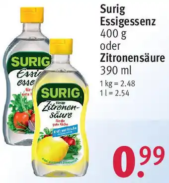 Rossmann Surig Essigessenz 400 g oder Zitronensäure 390 ml Angebot