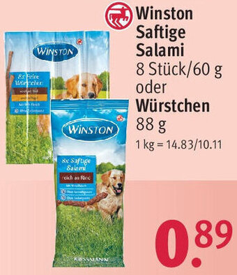 Rossmann Winston Saftige Salami 8 Stück/60 g oder Würstchen 88 g Angebot