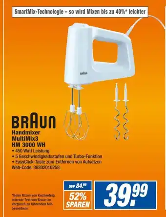 HEM Expert BRAUN Handmixer MultiMix3 HM 3000 WH Angebot