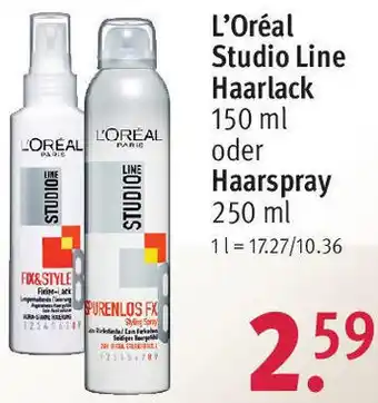 Rossmann L'Oréal Studio Line Haarlack 150 ml oder Haarspray 250 ml Angebot