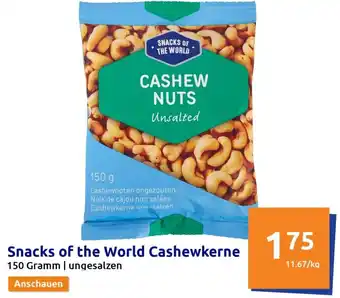 Action Snacks of the World Cashewkerne 150 Gramm | ungesalzen Angebot