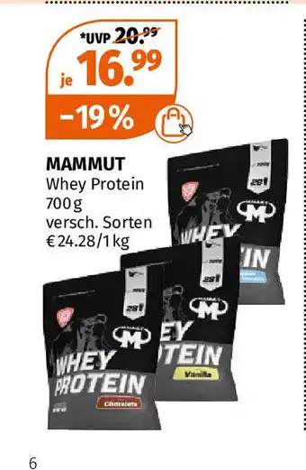 Müller MAMMUT Whey Protein 700g Angebot