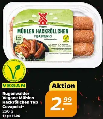 NETTO Rügenwalder Vegane Mühlen Hackröllchen Typ Cevapcici* 250 g Angebot