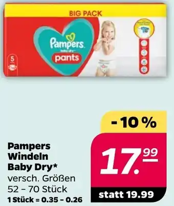 NETTO Pampers Windeln Baby Dry 52 - 70 Stück Angebot