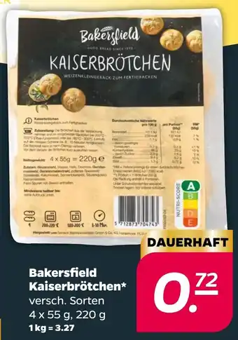 NETTO Bakersfield Kaiserbrötchen 4 x 55 g, 220 g Angebot