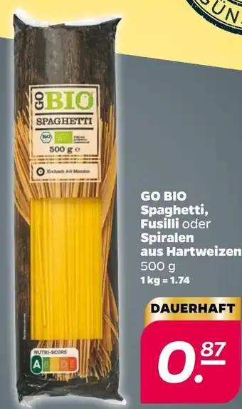 NETTO GO BIO Spaghetti, Fusilli oder Spiralen aus Hartweizen 500 g Angebot