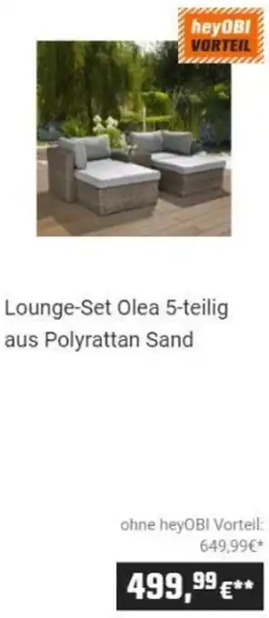 OBI Lounge-Set Olea 5-teilig aus Polyrattan Sand Angebot